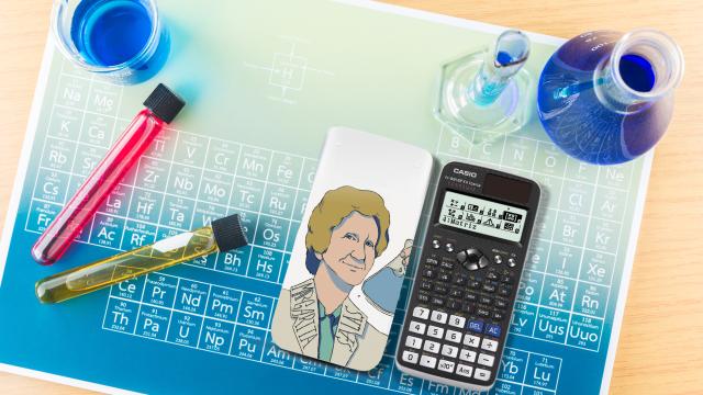 Calculadora con ilustración de Margarita Salas.