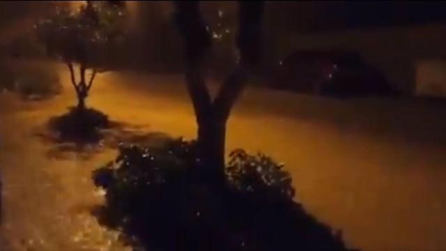 Intensas lluvias en Alcázar del Rey esta madrugada. Foto: Asaja Cuenca