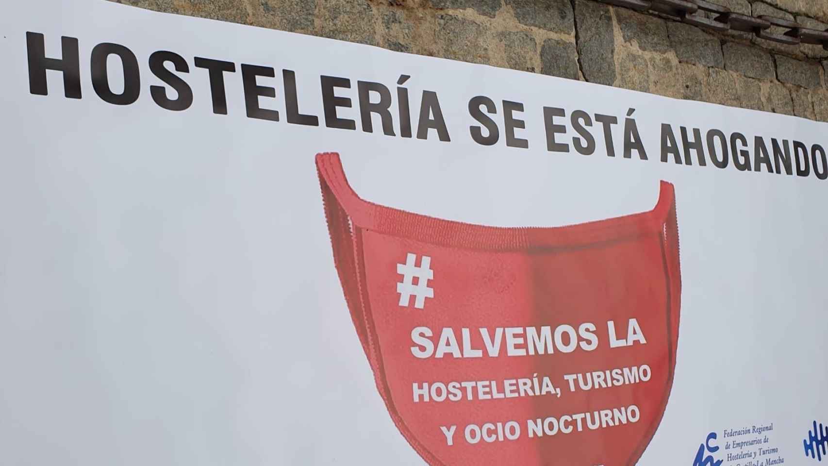 Cartel de una manifestación de hosteleros en Toledo