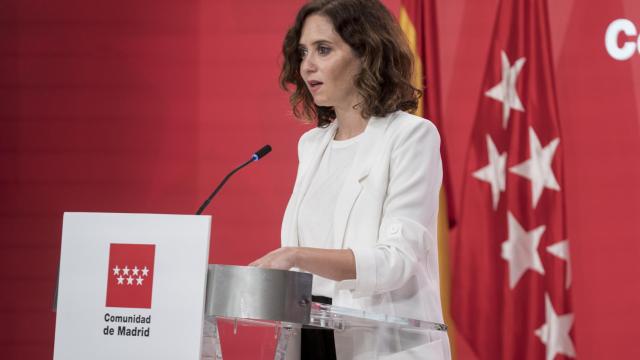 La presidenta de la Comunidad de Madrid, Isabel Díaz Ayuso, durante la rueda de prensa posterior a la reunión del Consejo de Gobierno.