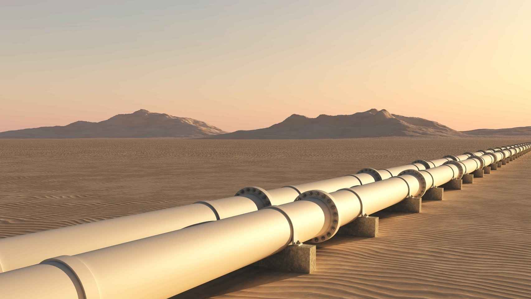 Gasoductos atravesando el desierto.