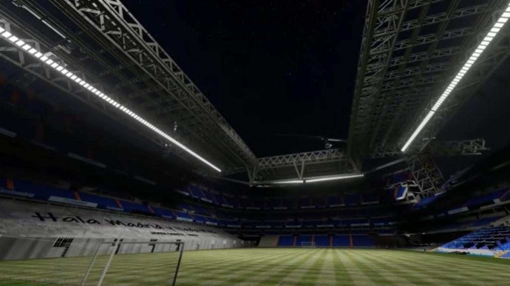 Interior del Santiago Bernabéu en la recreación de Javier Caireta