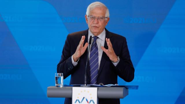 El jefe de la diplomacia de la UE, Josep Borrell, durante la reunión en Eslovenia de este jueves