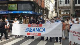 Manifestación contra Abanca en A Coruña.