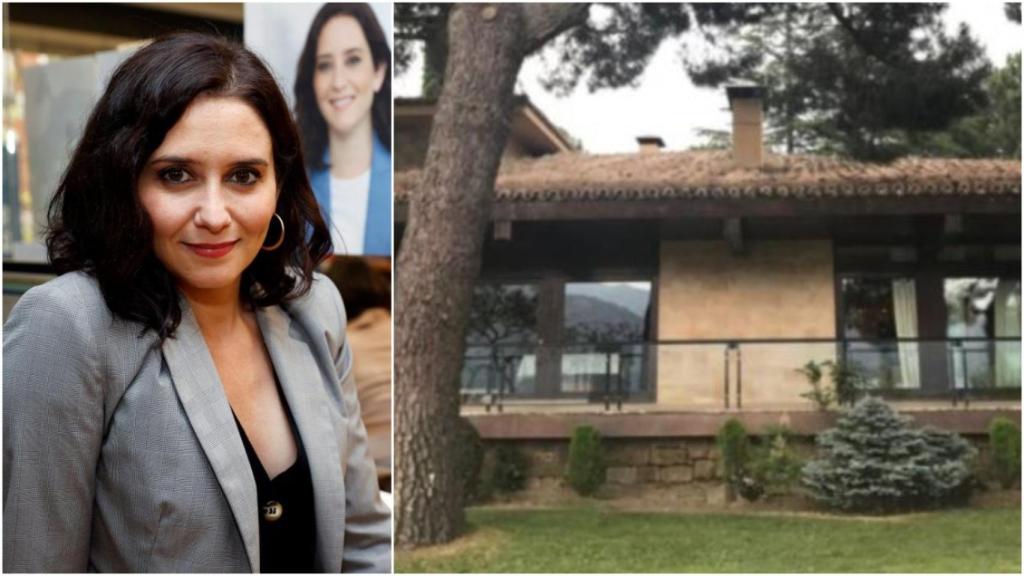 La presidenta de la Comunidad de Madrid, Isabel Díaz Ayuso, junto a la fachada de 'La Casita'.