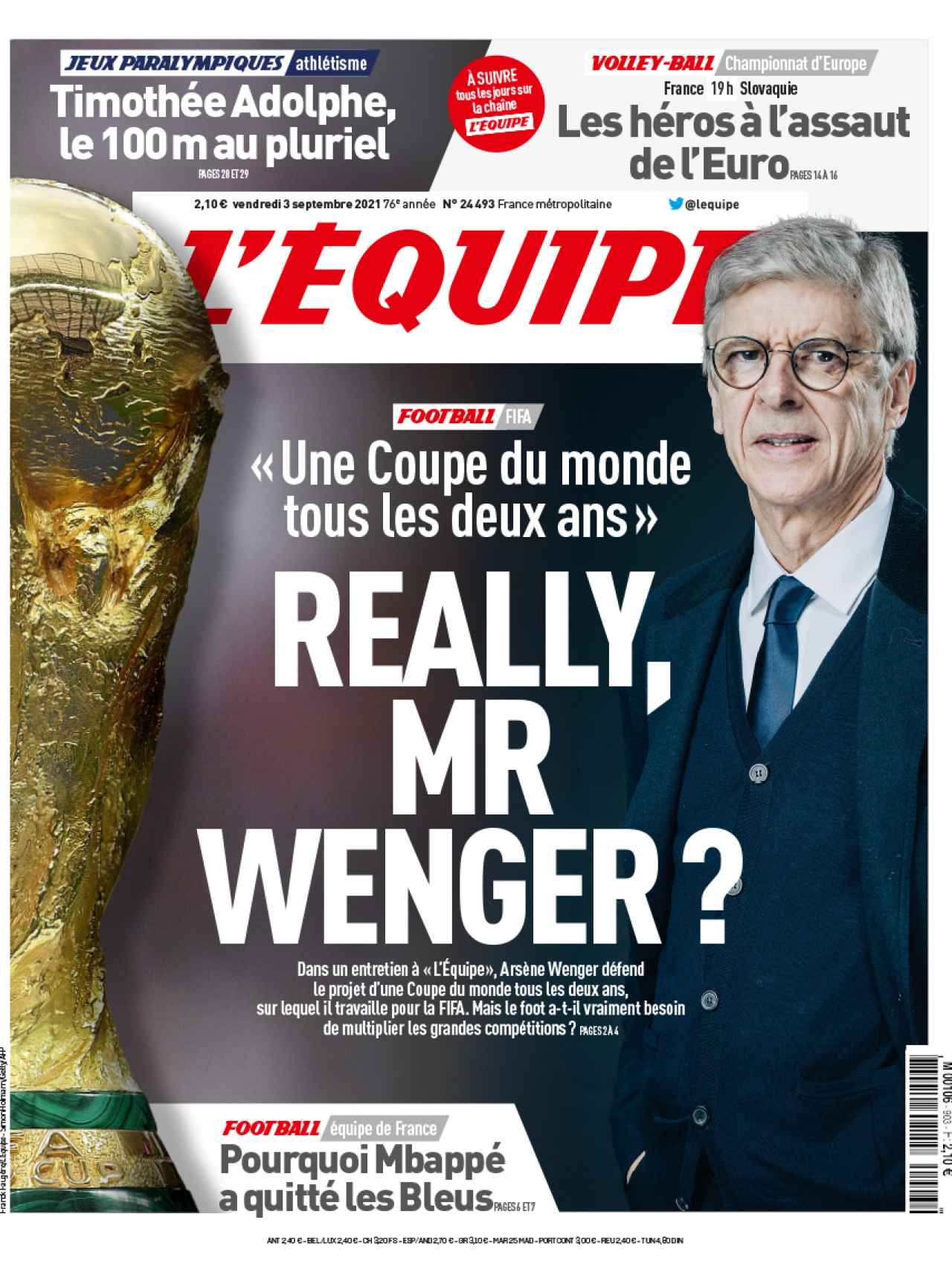 Arsène Wenger, en la portada de L'Equipe