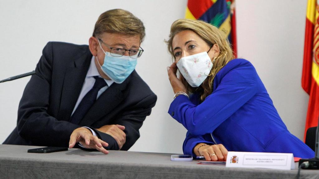 Ximo Puig y Raquel Sánchez, antes de la reunión en Elche sobre las ayudas del plan PRTR.