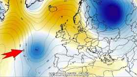 El área de bajas presiones en el Atlántico. Severe-Weather.eu.