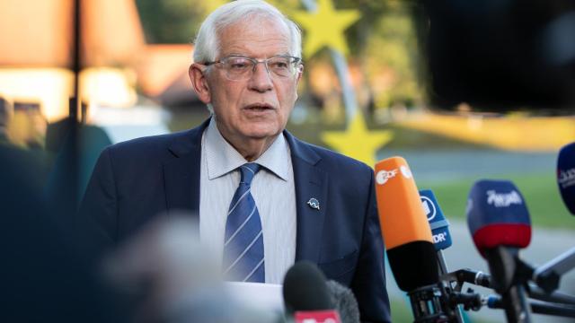 El jefe de la diplomacia de la UE, Josep Borrell, durante la reunión de ministros de Exteriores en Eslovenia