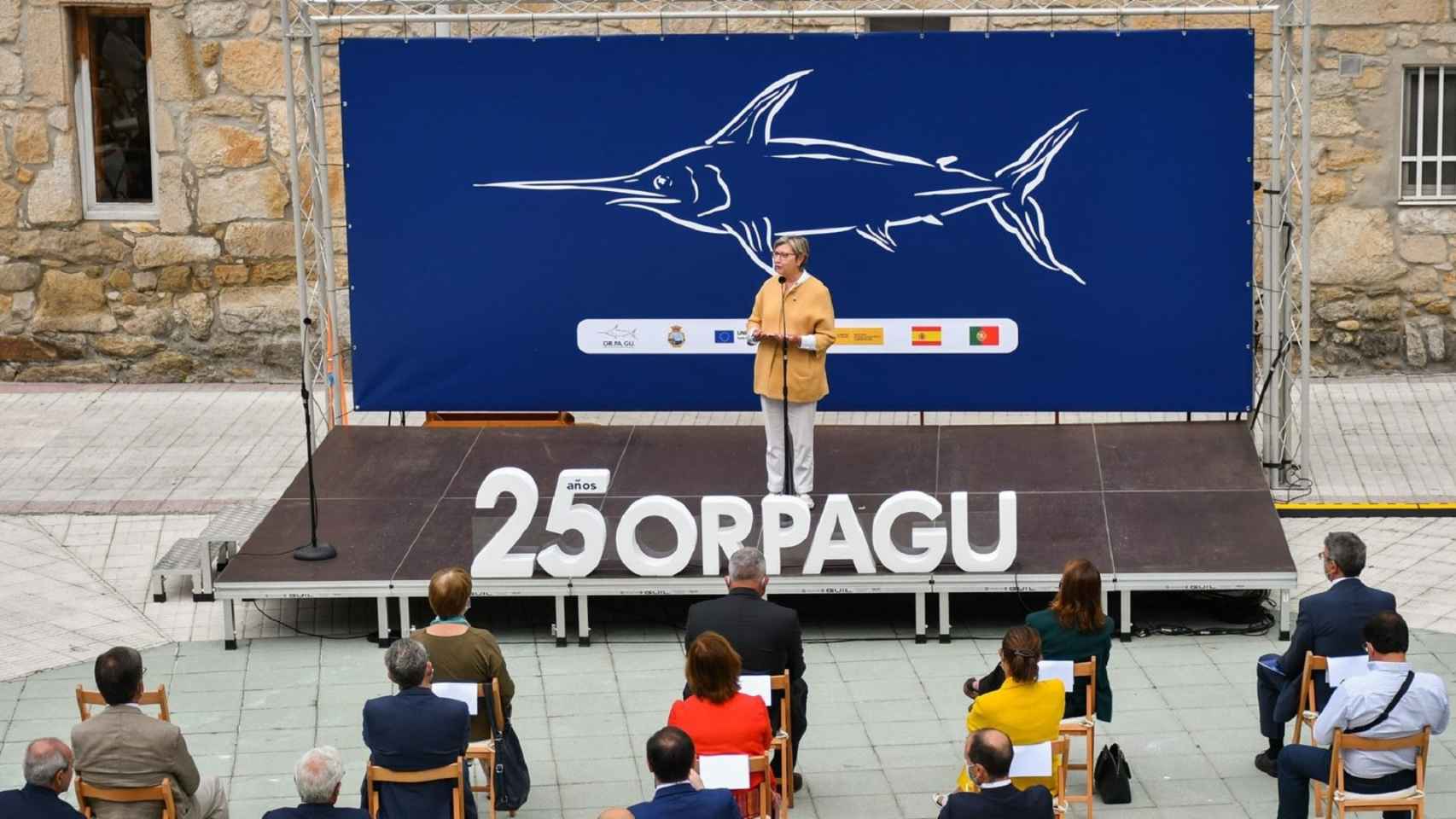 La conselleira do Mar, Rosa Quintana, en el acto con motivo del 25 aniversario de Orpagu.