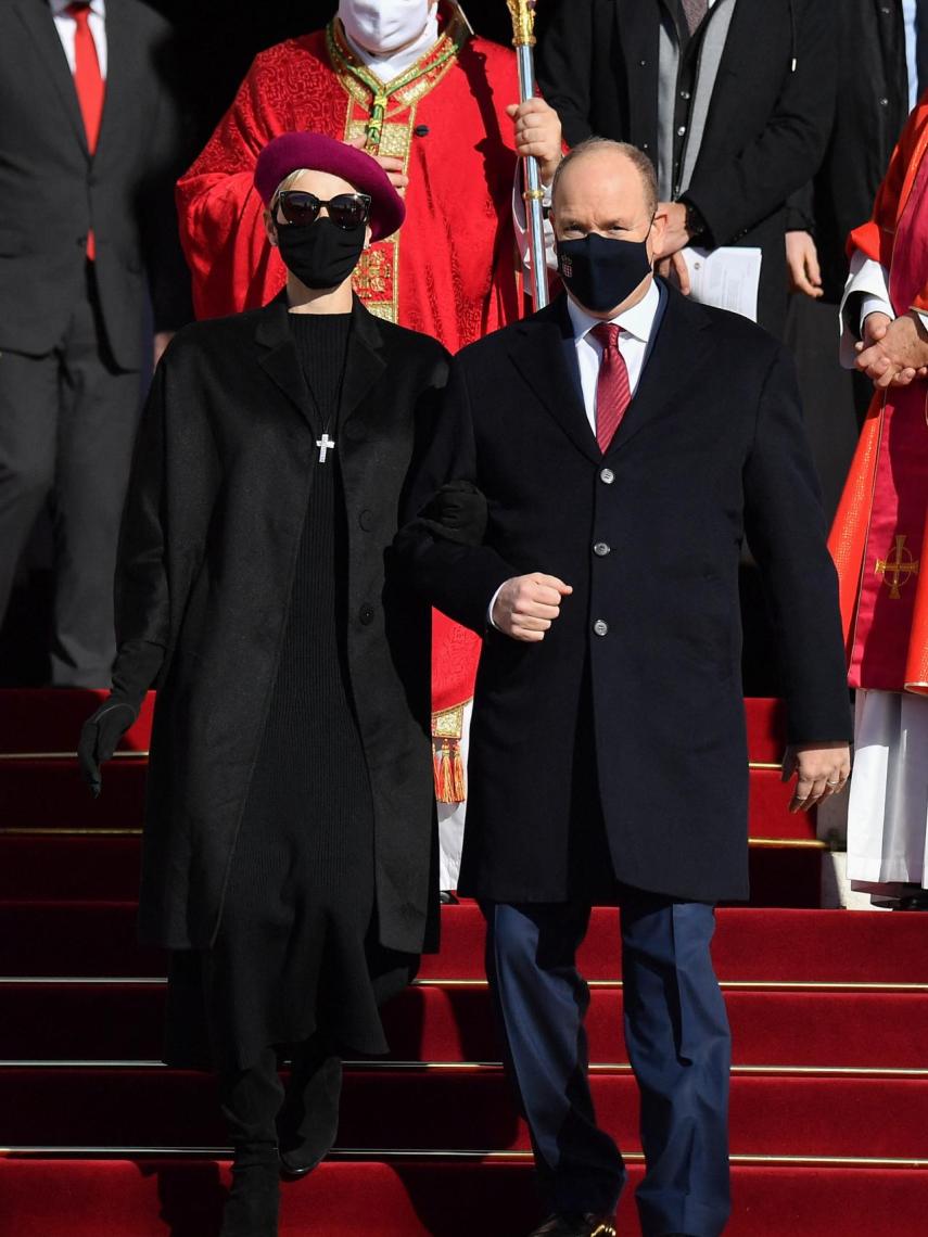 Charlène y Alberto de Mónaco, durante una celebración el pasado mes de enero.