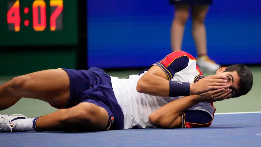 Alcaraz, tras ganar a Tsitsipas en el US Open.