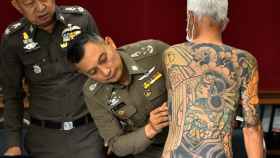 Un jefe de la yakuza japonesa, reconocido y detenido en Tailandia por sus tatuajes.
