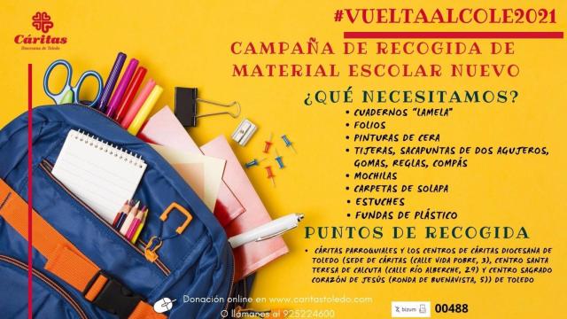 Piden material escolar para donar a las familias más necesitadas de Toledo