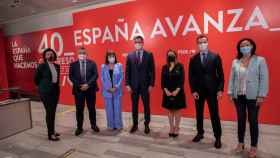 Adriana Lastra, junto a Sánchez y otros dirigentes socialistas, durante la reunión este lunes de la Ejecutiva Federal.