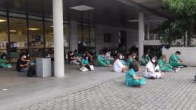 Protesta de alumnos de Medicina en Santiago.