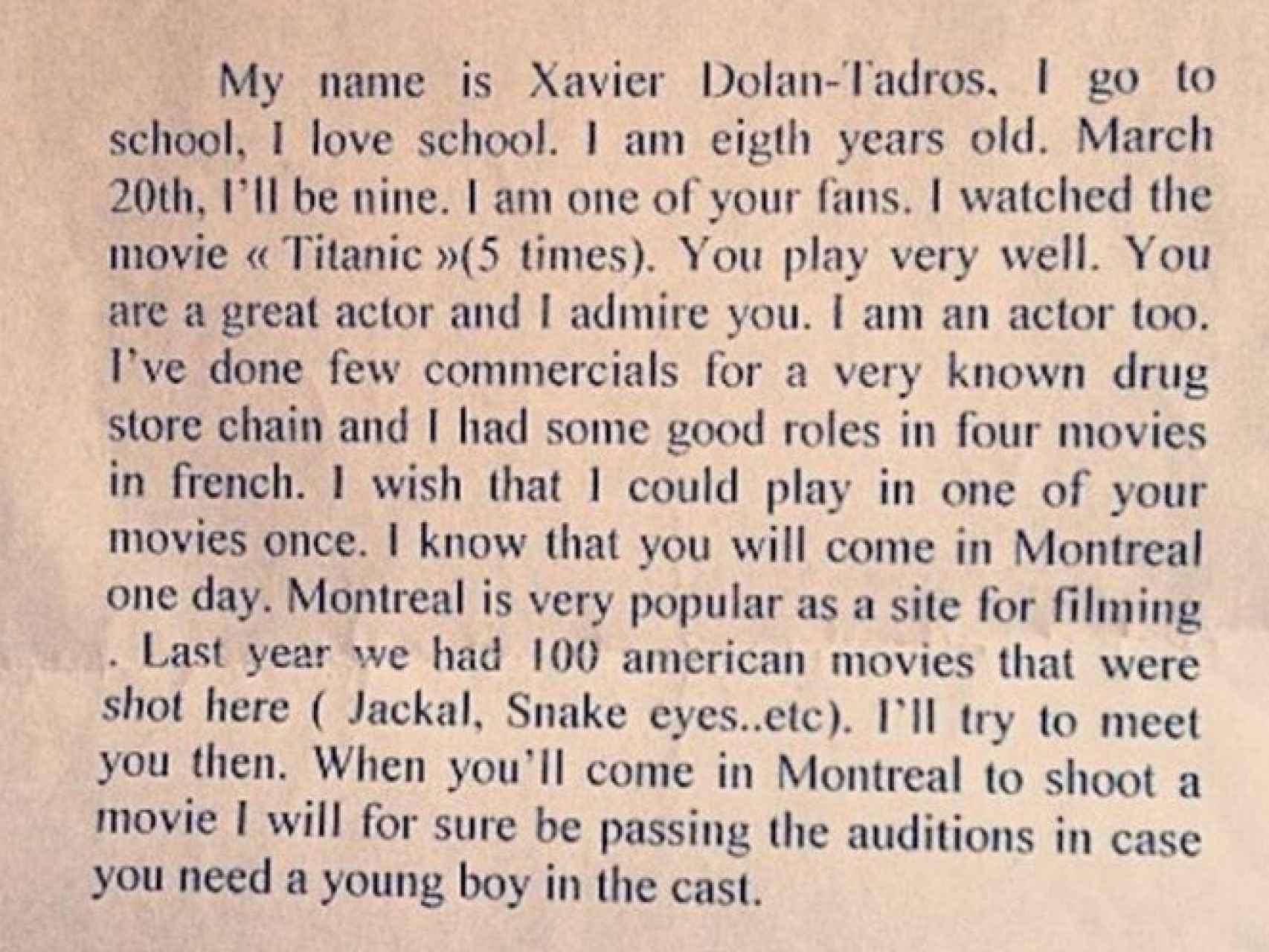 La Carta de Dolan a Leonardo DiCaprio.