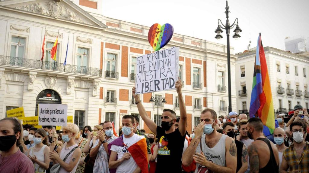 Manifestación celebrada en julio en Madrid condenando el asesinato de Samuel Luiz.