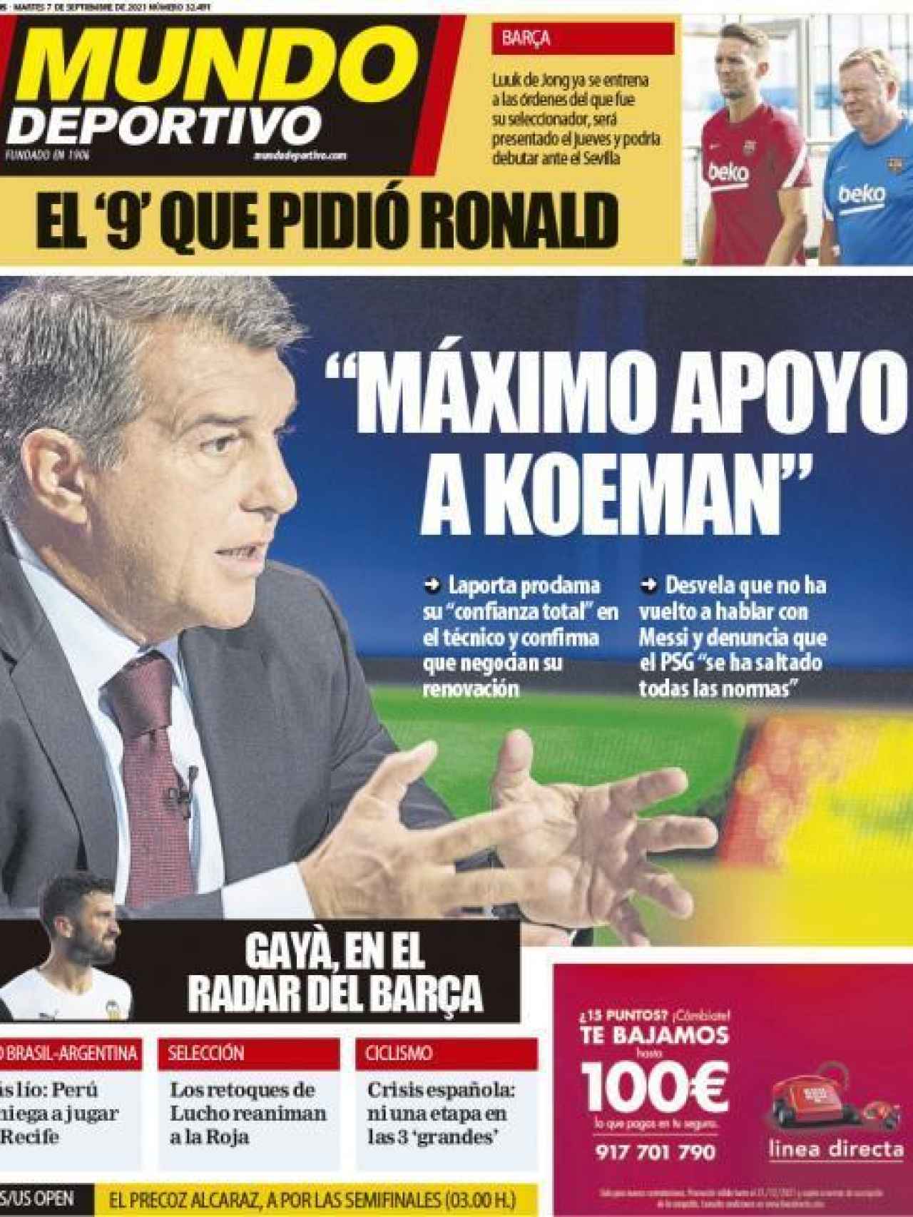 La portada del diario Mundo Deportivo (07/09/2021)