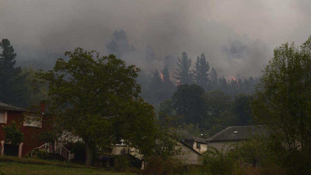 Incendio en Quiroga (Margaride), en la provincia de Lugo.