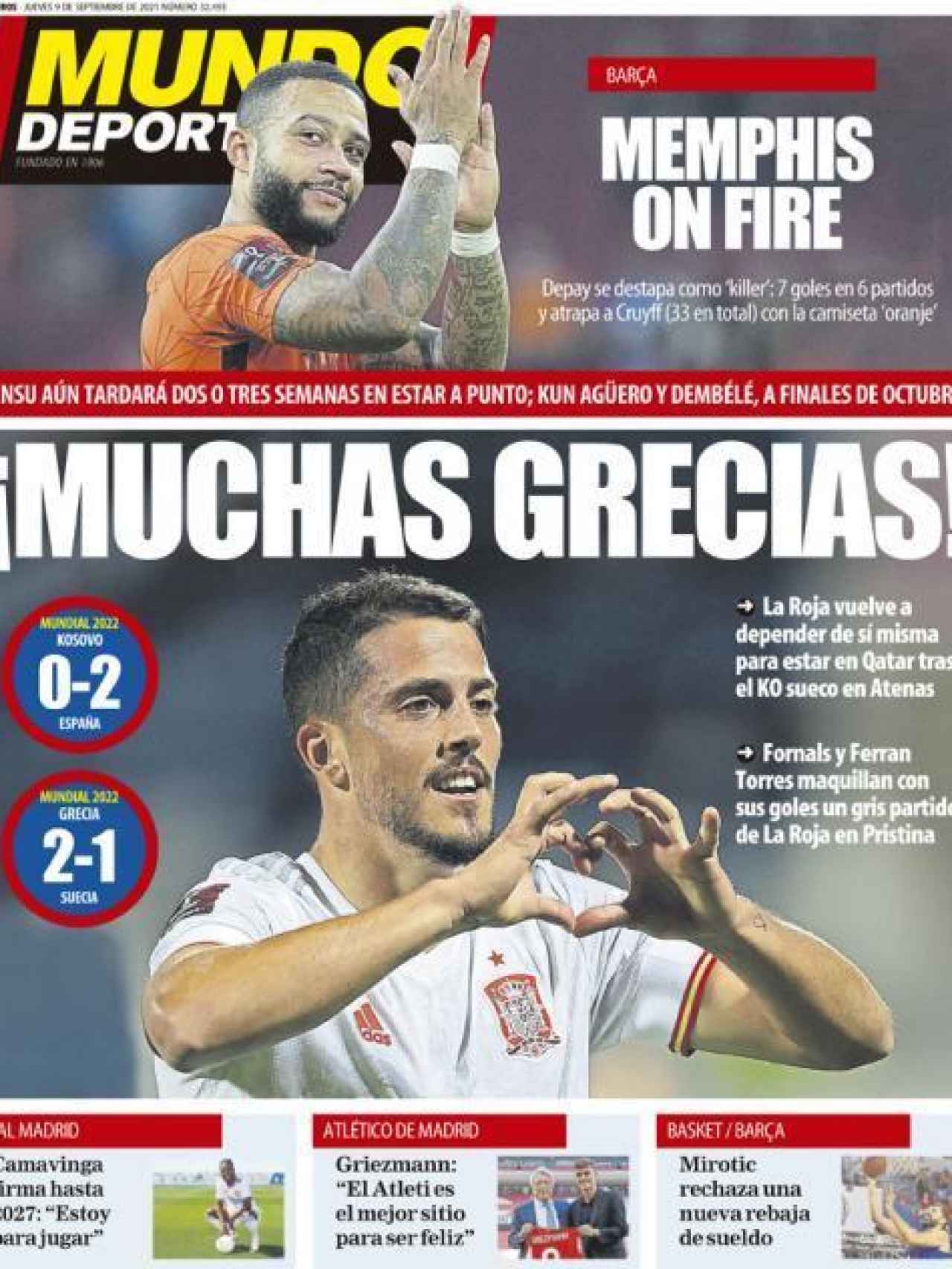 La portada del diario Mundo Deportivo (09/09/2021)
