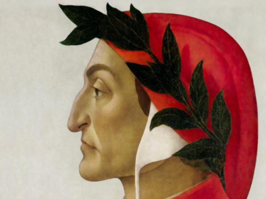 Detalle del retrato que Botticelli hizo de Dante.