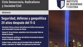 Cartel del seminario 'Seguridad, defensa y geopolítica 20 años después del 11-S'.