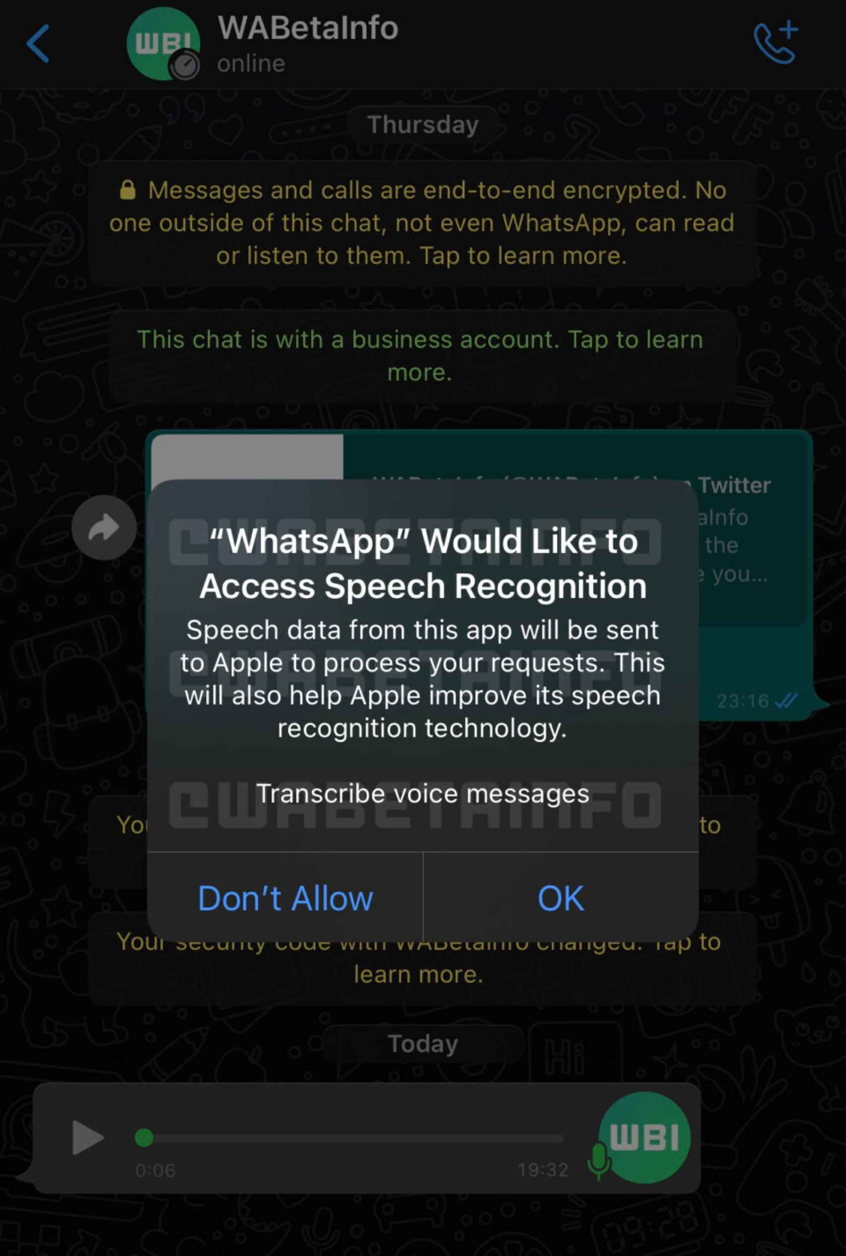 Transcripción de las notas de voz en WhatsApp