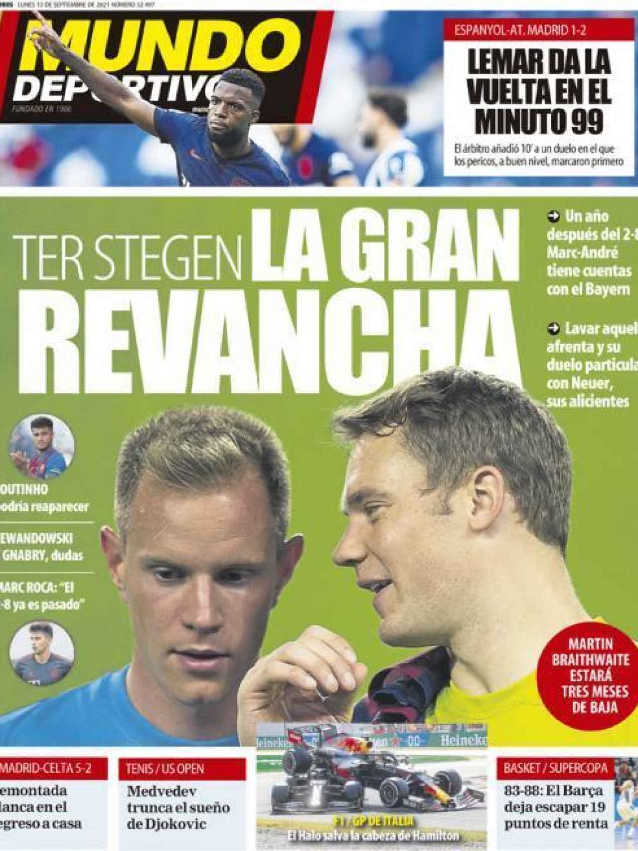 La portada del diario Mundo Deportivo (13/09/2021)