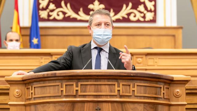 Emiliano García-Page, este lunes en las Cortes de Castilla-La Mancha. Foto: JCCM.