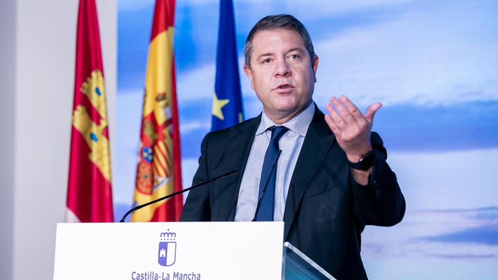 Emiliano García-Page, presidente de Castilla-La Mancha, este lunes en Alcázar de San Juan. Foto: JCCM.