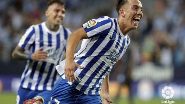 Paulino celebra uno de los goles ante el Girona