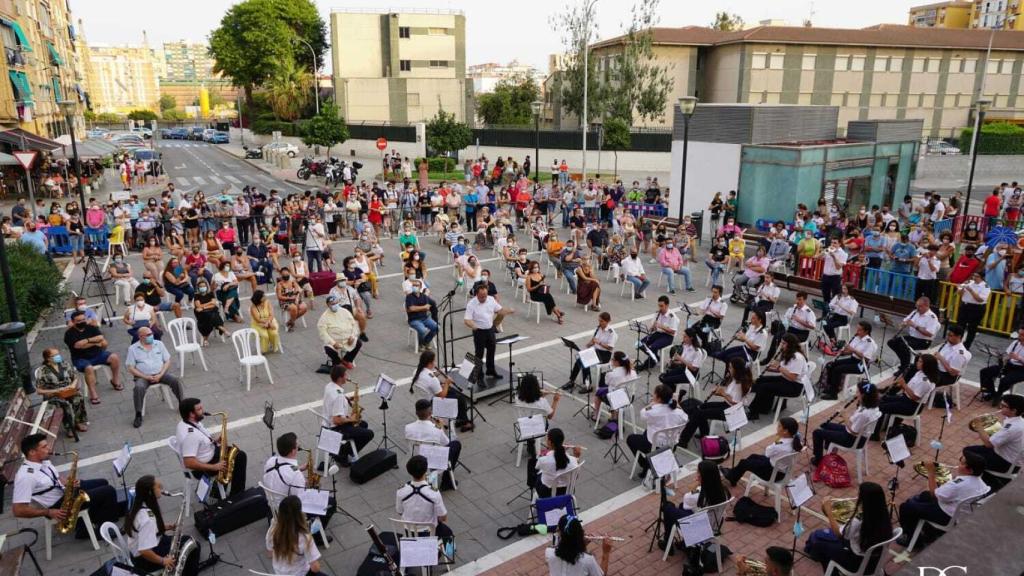 La banda de música de la Cruz del Humilladero en un concierto.