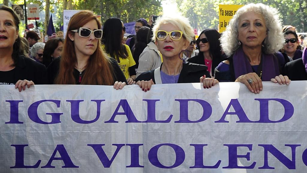 La periodista en una manifestación contra la violencia machista.