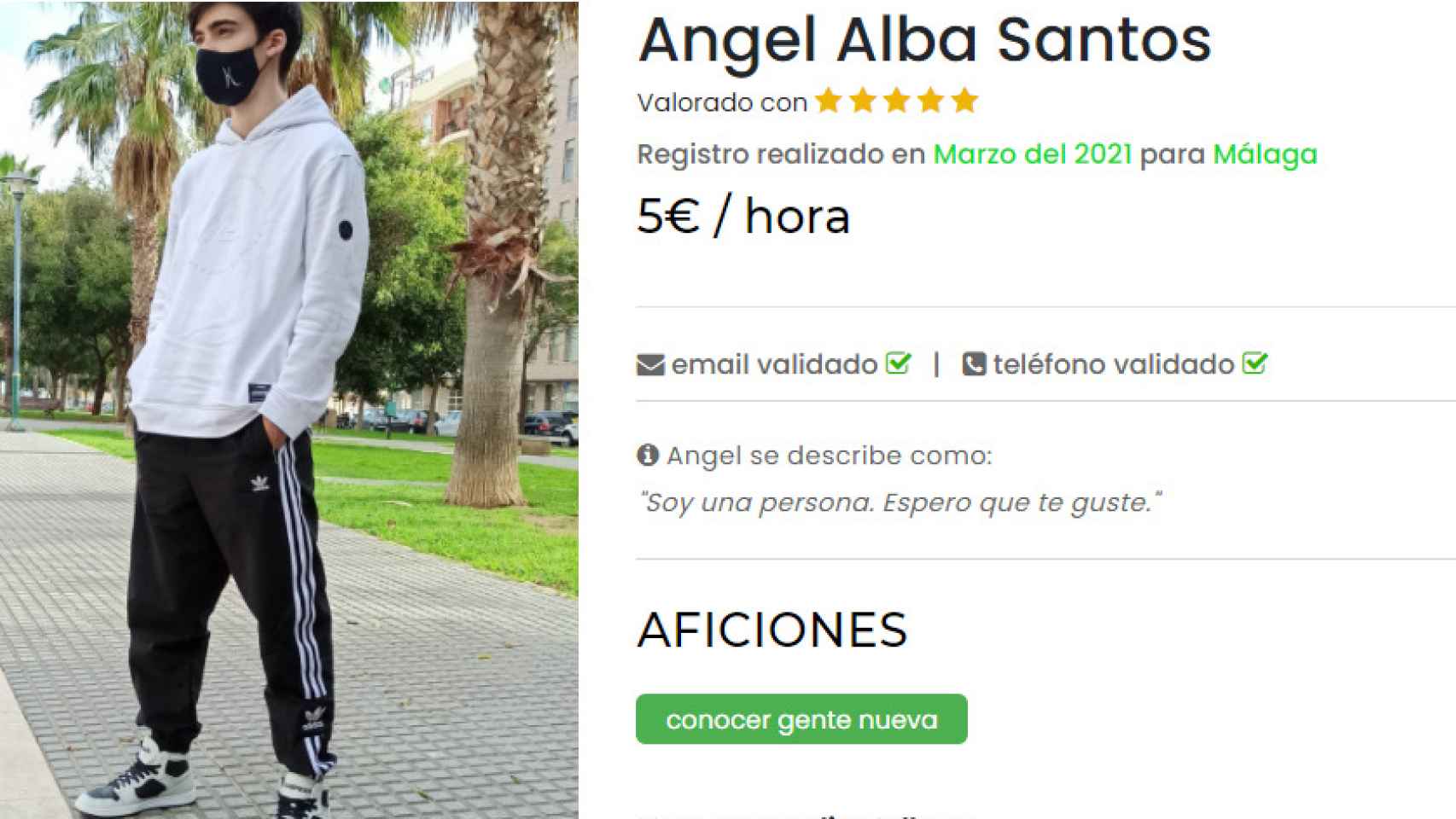 Ángel Alba, en su perfil de Alquifriend.
