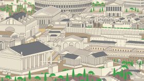 Ilustración de la ciudad de Roma en base a una maqueta del siglo IV d.C.