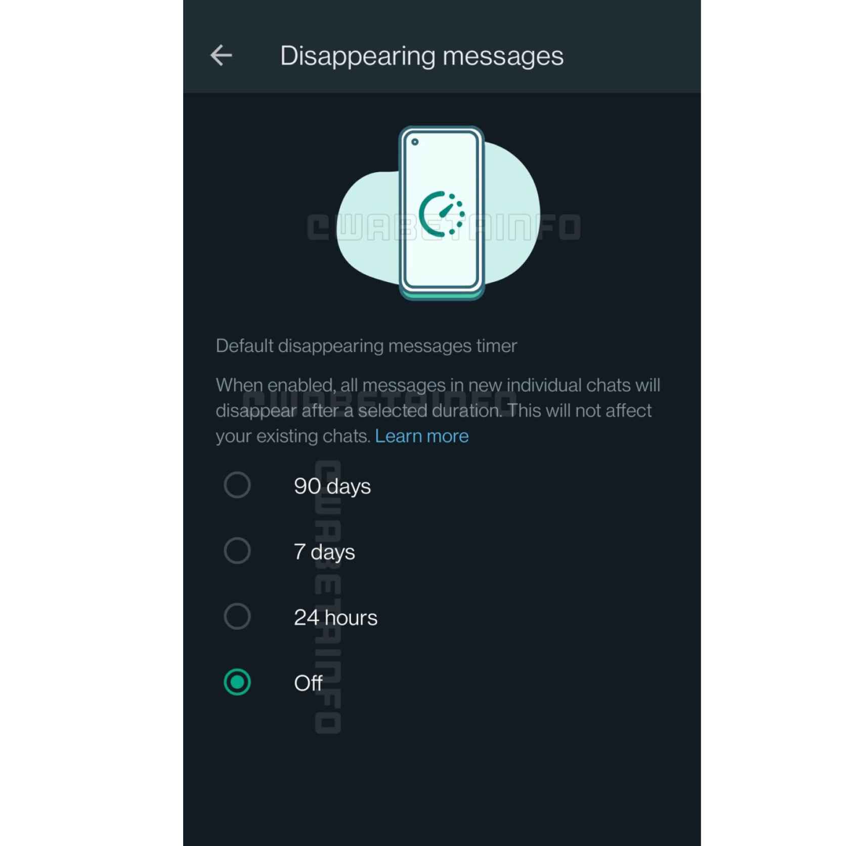 Interfaz de eliminación automática de chats