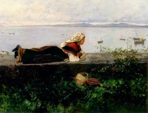 Paisaje con gallega (1891), Serafín Avendaño. Imagen: Afundación Abanca