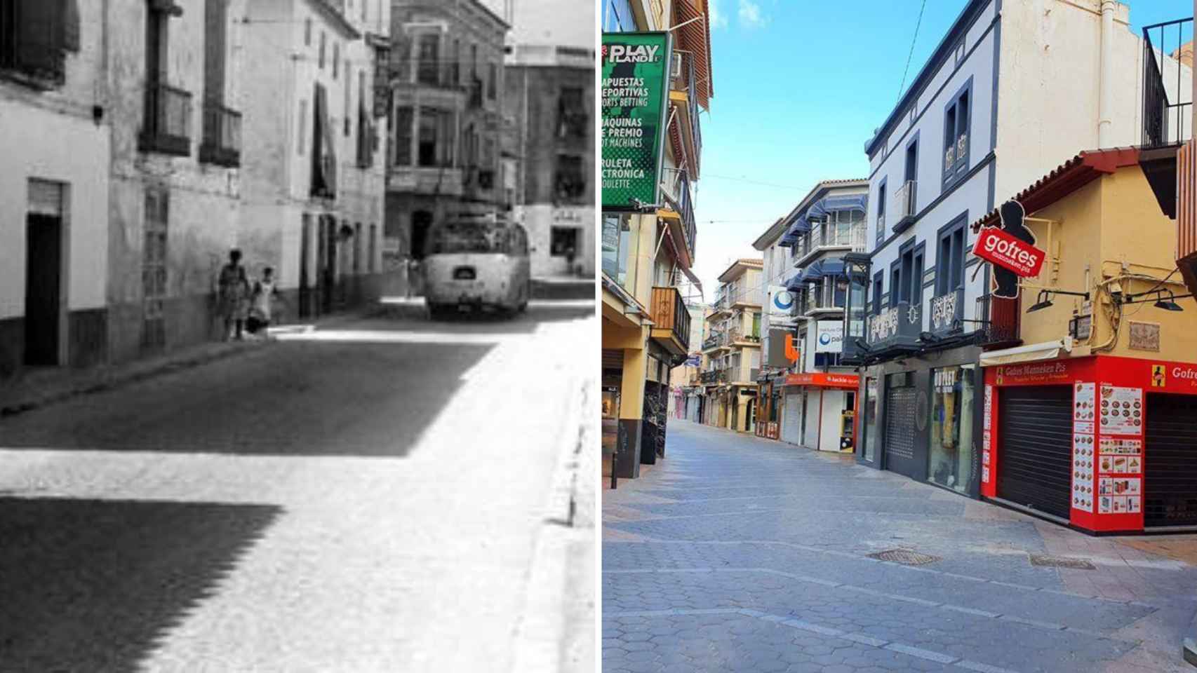 El antes y el después del Paseo de la Carretera en Benidorm.