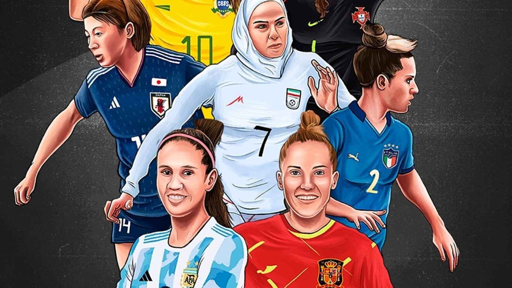 Cartel del movimiento de las jugadoras de fútbol sala femenino para tener Mundial