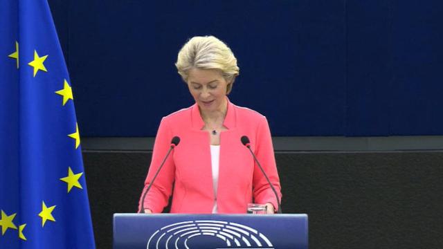 La presidenta de la Comisión Europea, Ursula von der Leyen, en el Parlamento Europeo.