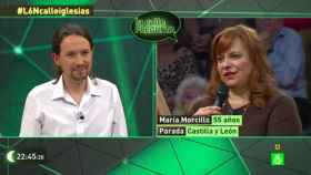 Pablo Iglesias contestando a la pregunta de María en 'La Sexta Noche'.