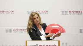 Carmela Silva, presidenta de la Diputación de Pontevedra, durante la presentación del evento