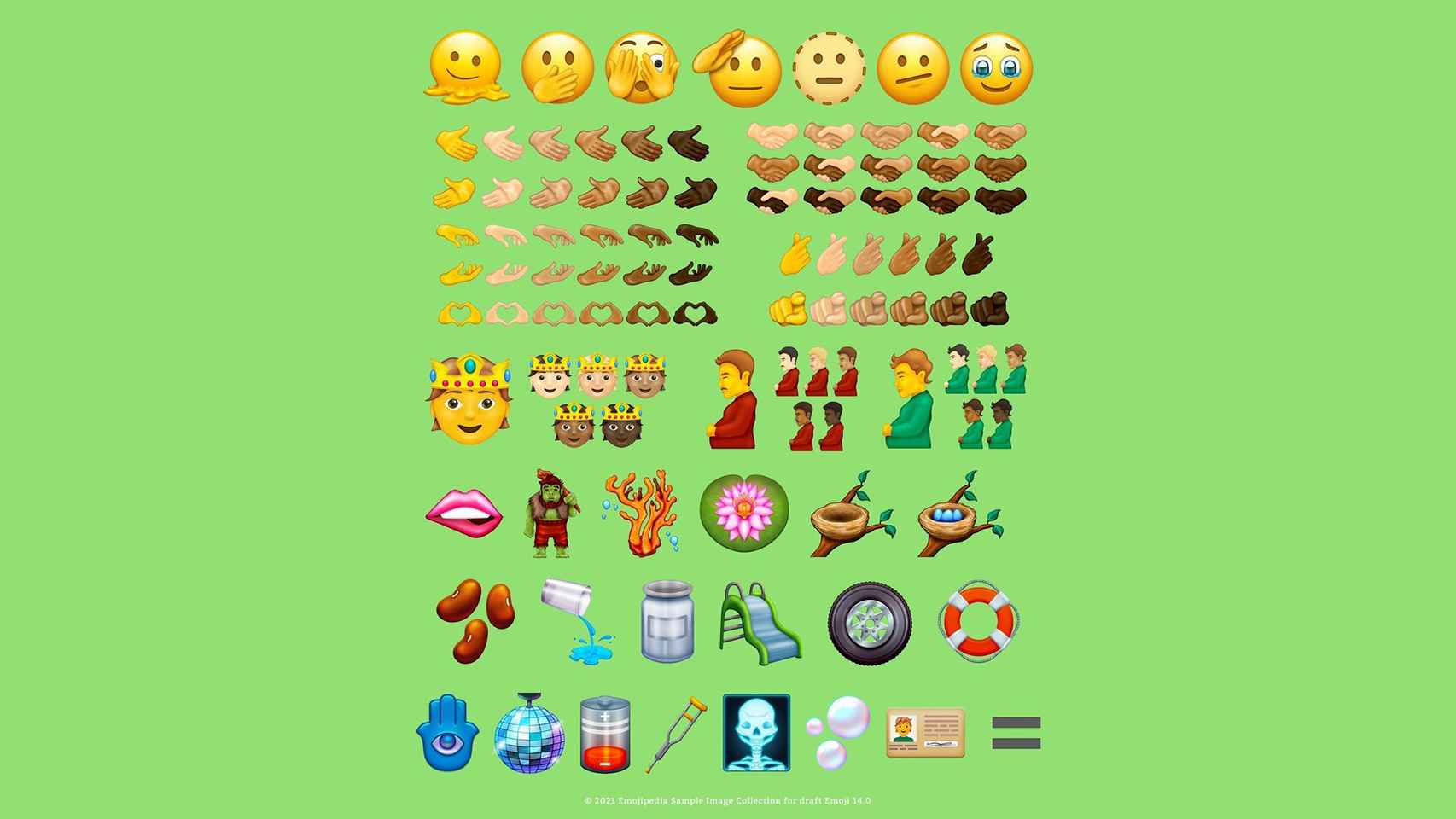 Sample de emojis que veremos en Unicode 14.0.