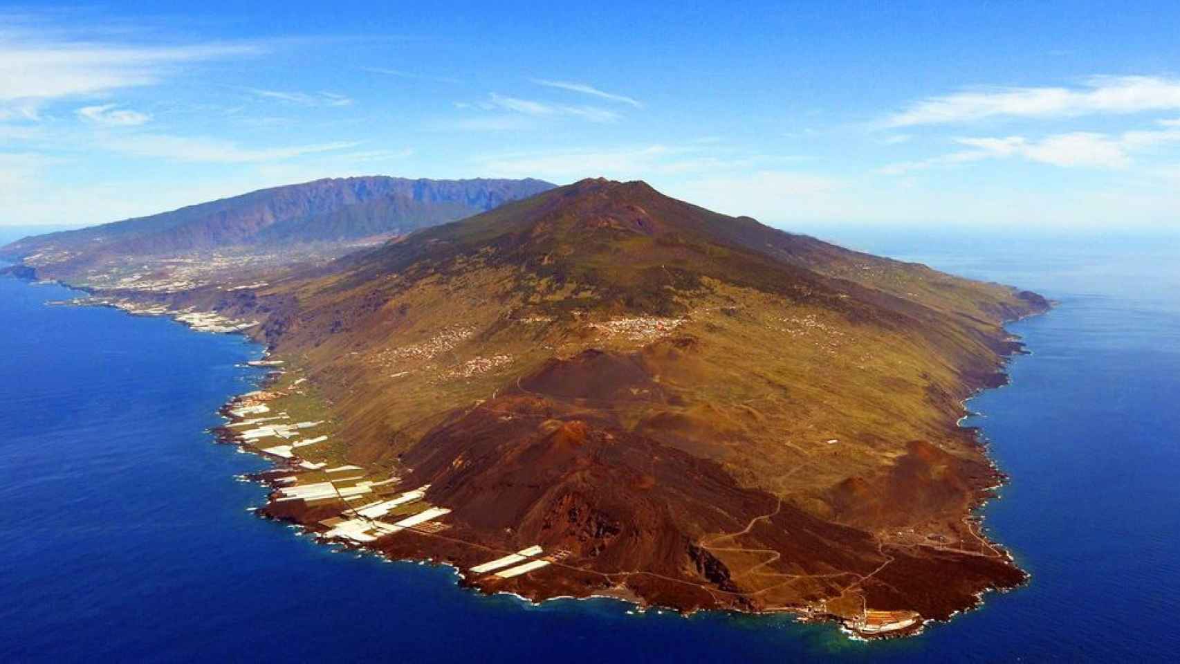 Vista aérea de la zona de Cumbre Vieja, al sur de la isla de La Palma.