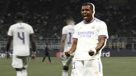 Rodrygo celebra un gol en Champions