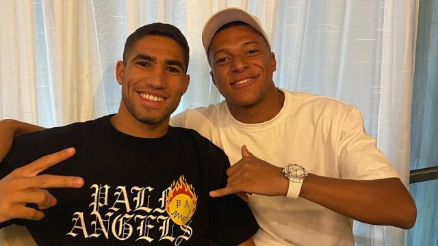 Achraf Hakimi y Kylian Mbappé