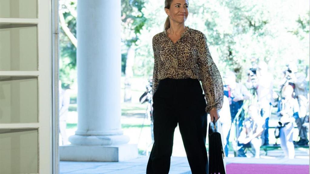 Raquel Sánchez a su llegada al Palacio de la Moncloa.