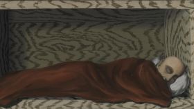 Detalle de 'El durmiente temerario', de René Magritte.