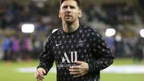 Leo Messi, calentando con el PSG